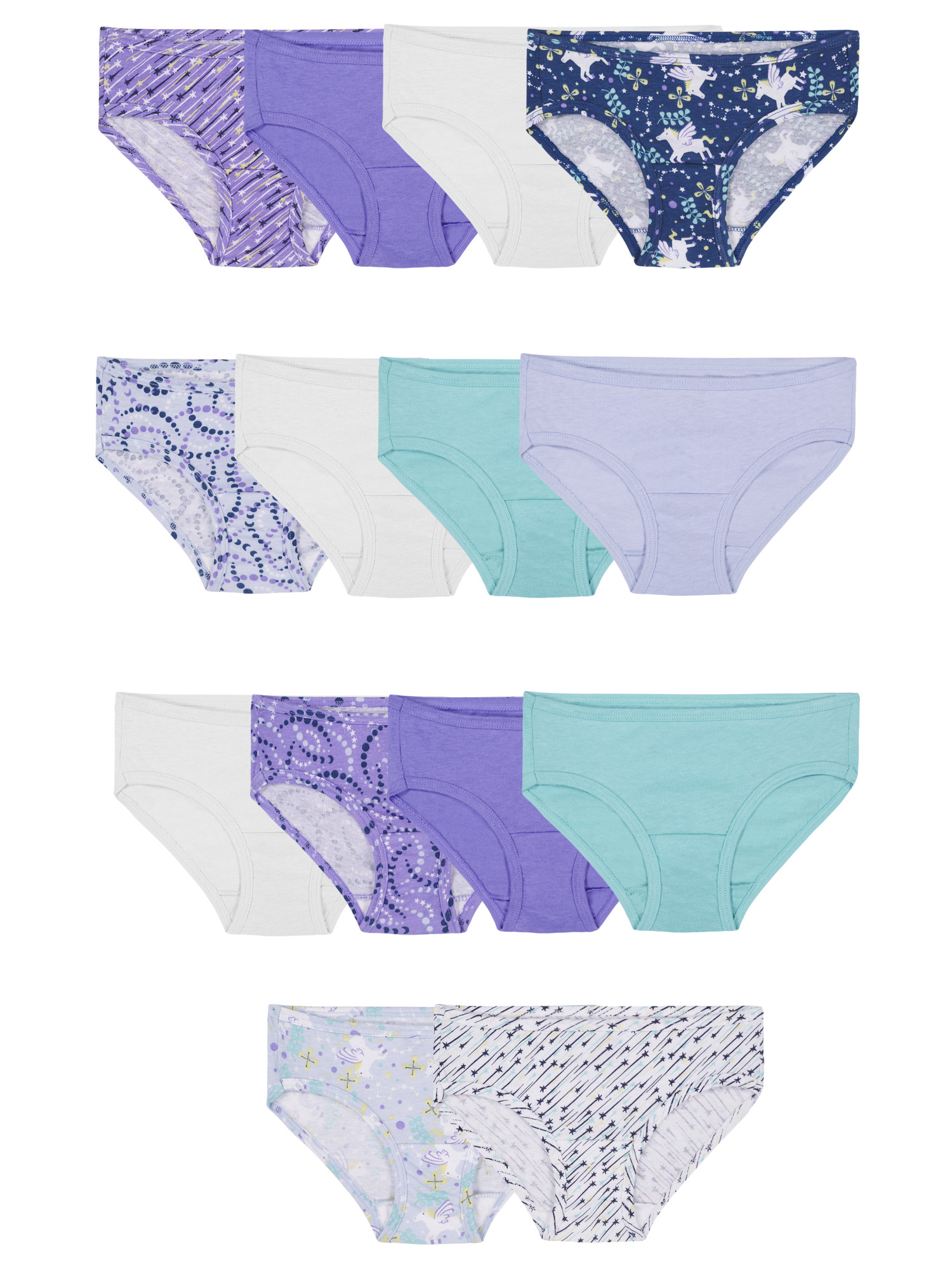 Fruit of the Loom Girls' Assorted Cotton Hipster Underwear, 14 Pack Panties Sizes 4 - 14 - image 1 of 4