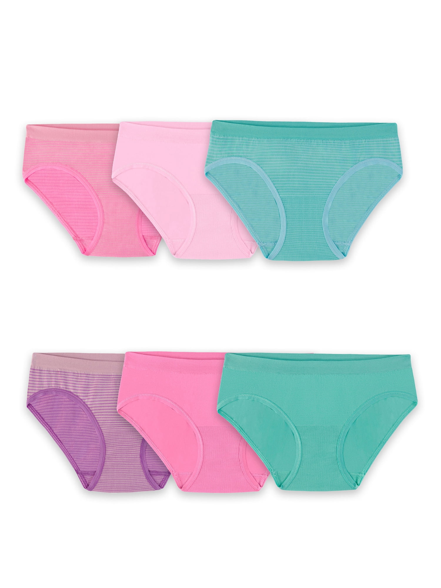 Fruit of the Loom Girls Assorted Seamless Hipster Underwear, 6 Pack ...