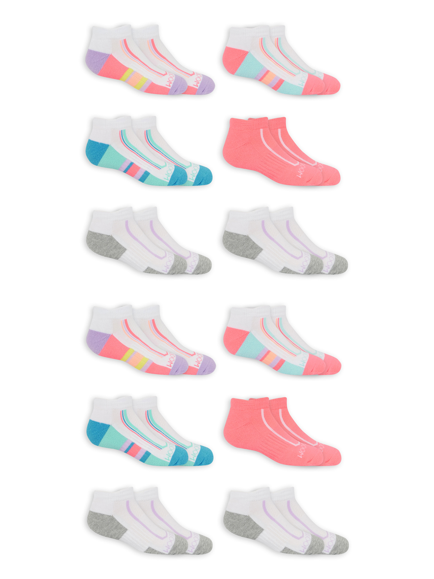 Fruit of the Loom Girls Athletic Low Cut Socks 12-Pack, Sizes S-L - image 1 of 5