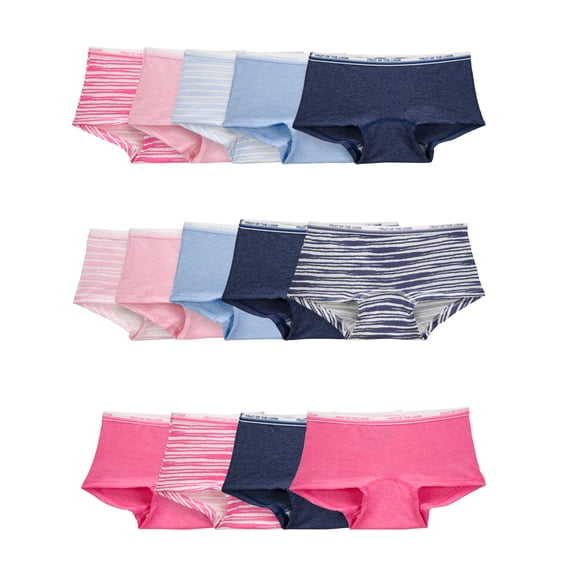 Fruit of the Loom Girls' Boy Short Underwear, 14 Pack, Sizes 4-14