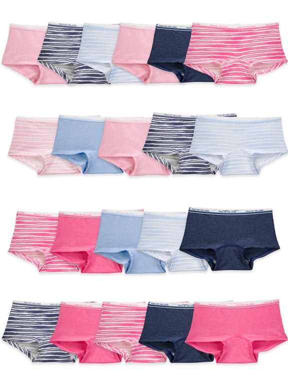 Girls' Boy Short Underwear, 20 Pack, Sizes 4-14