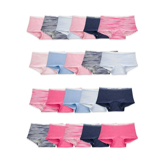 Fruit of the Loom Girls' Boy Short Underwear, 20 Pack, Sizes 4-14