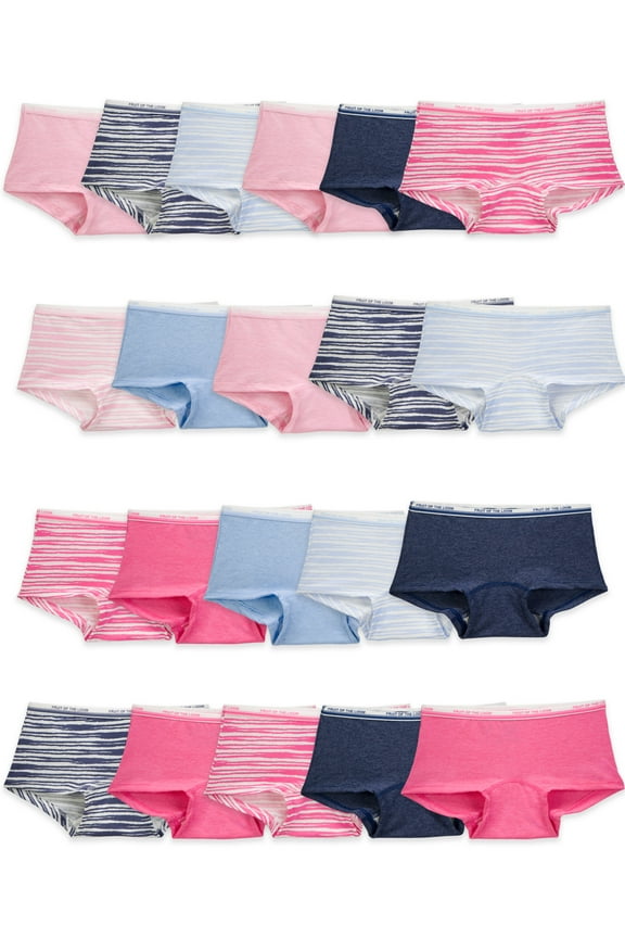 Girls' Boy Short Underwear, 20 Pack, Sizes 4-14