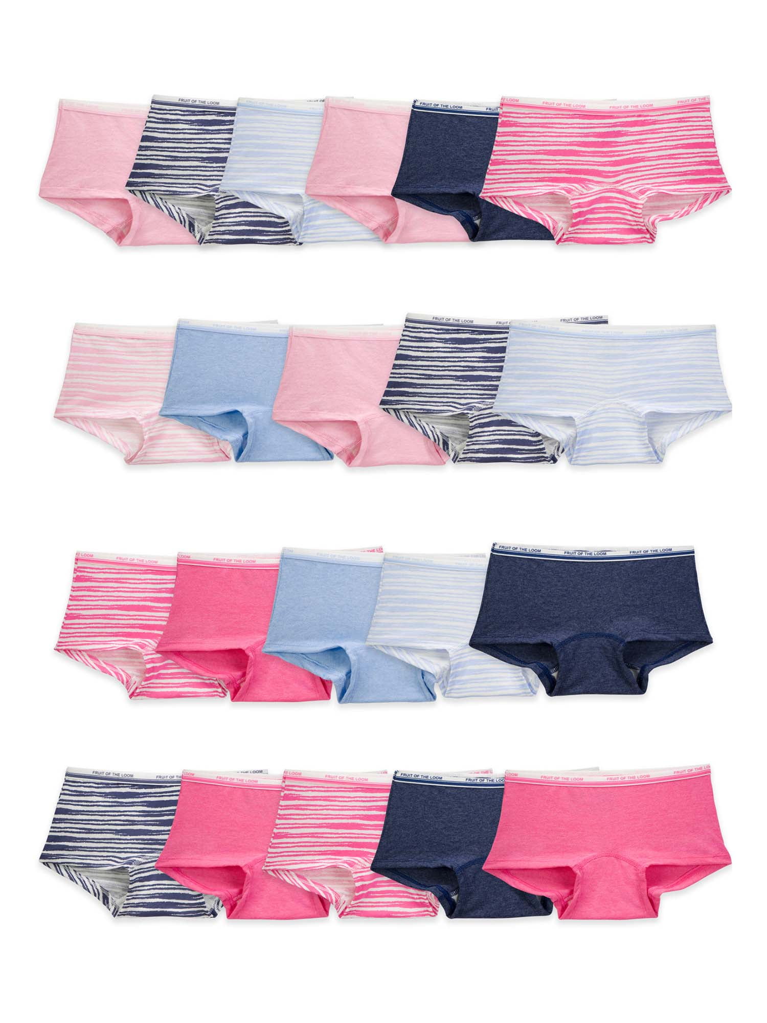 Fruit of the Loom Girls' Boy Short Underwear, 20 Pack
