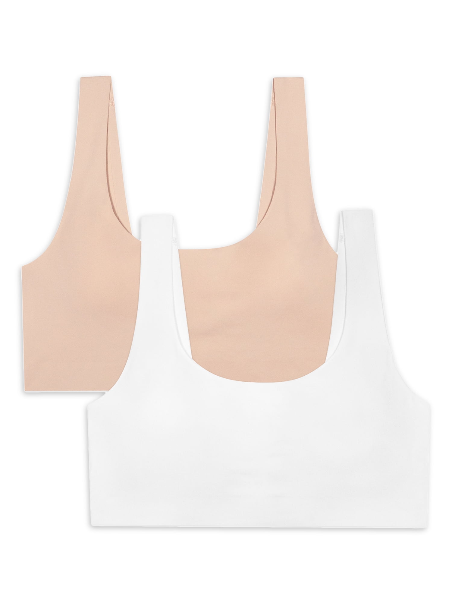 Fruit of the Loom Girls Bras, 2 Pack Invisible Scoop Neck Bralette