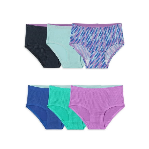 Fruit of the Loom Girls' Breathable Micro-Mesh Brief Underwear, 6 Pack