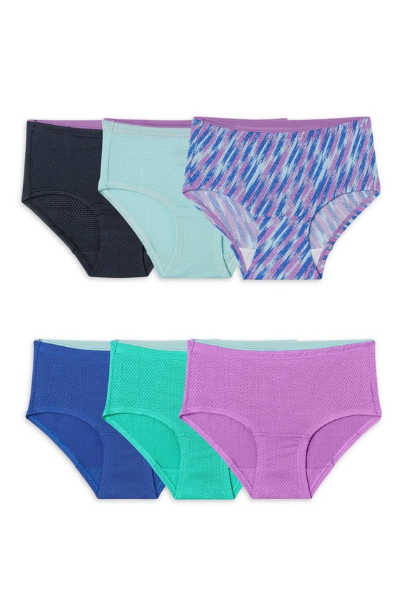 Girls' Breathable Micro-Mesh Brief Underwear, 6 Pack