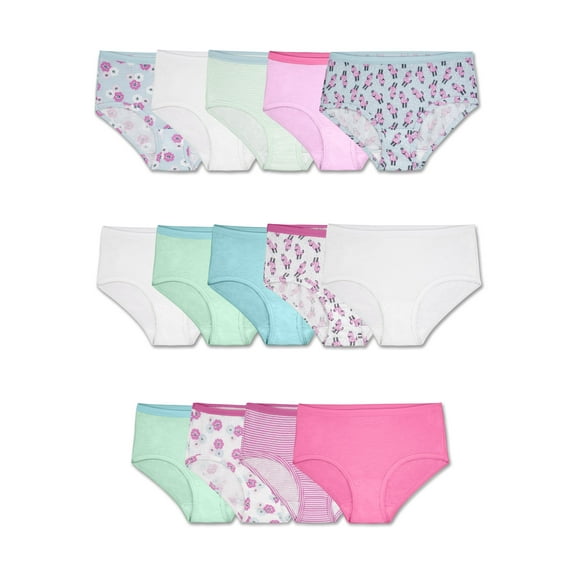 Fruit of the Loom Girls Brief Underwear, 14 Pack Panties, Sizes 4 - 16