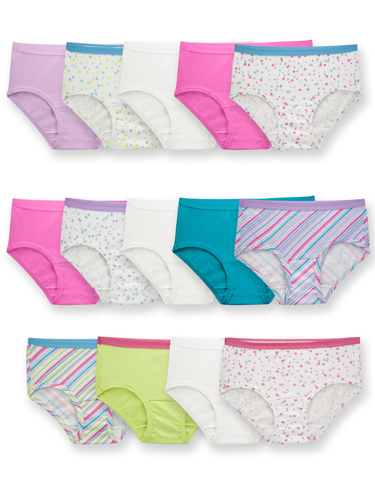 Fruit of the Loom Girls Brief Underwear, 14 Pack Panties, Sizes 4 - 16