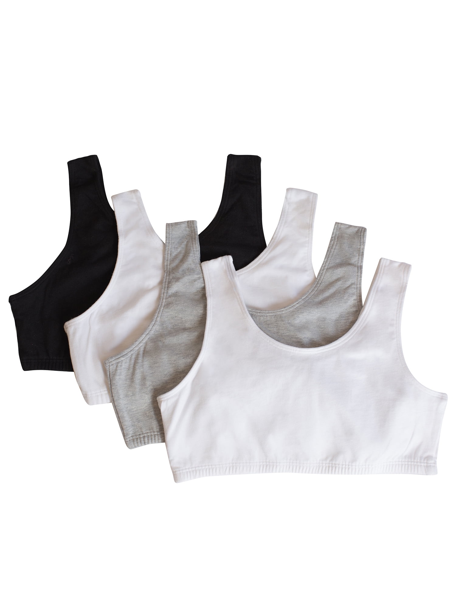 Fruit of the Loom Girls Built Up Strap Cotton Sport Bras, 4 Pack (Little  Girls & Big Girls) 