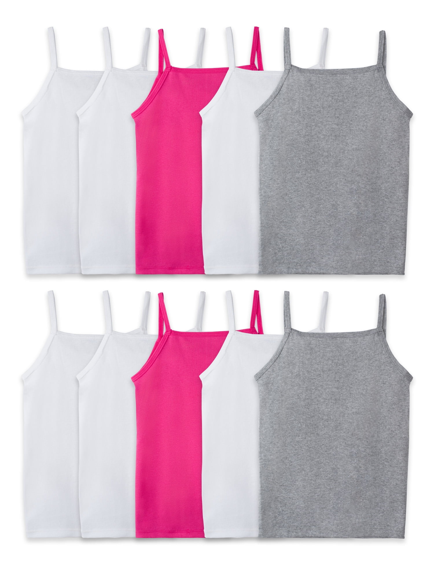 Fruit of the Loom Girls Cami, 10 Pack Assorted Wear Me Two Ways Layering  Cami (Little Girls & Big Girls)