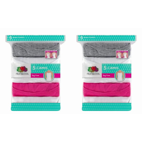 Fruit of the Loom Girls' Camis 10pk Assorted Camisole Tanks Undershirts