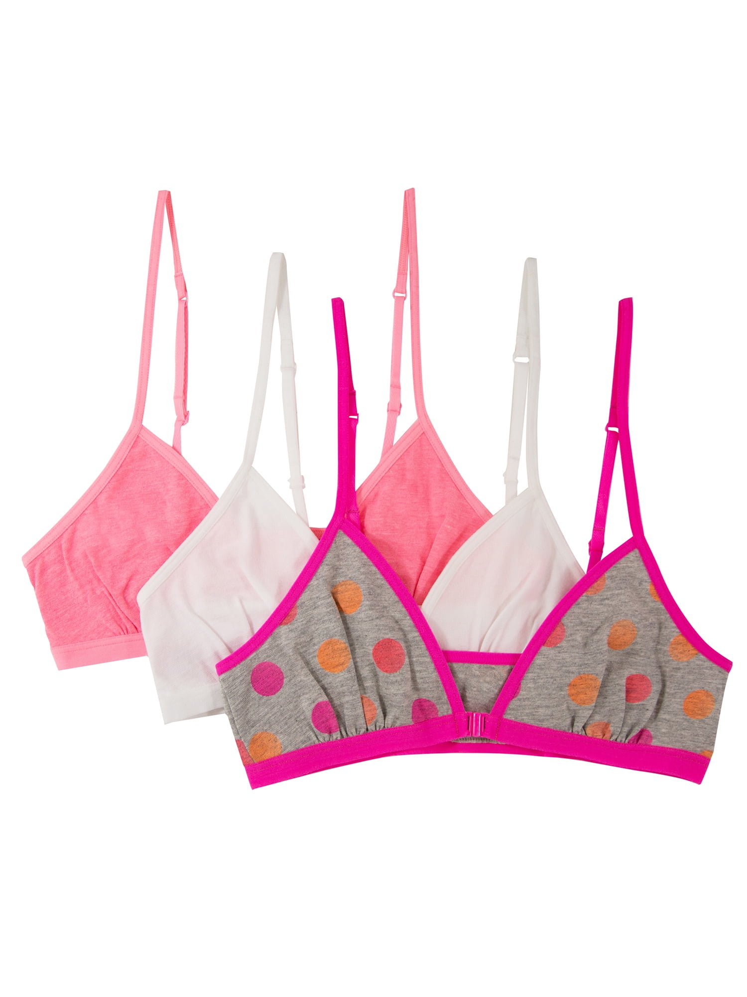 Fruit of the Loom Big Girls' Cotton Convertible Bralette, 3-Pack