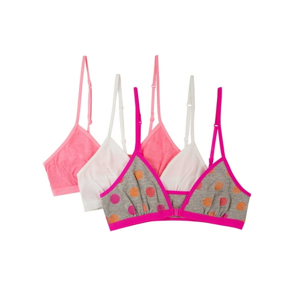Fruit of the Loom Girls Convertible Bralette 3-Pack, Sizes 28-38