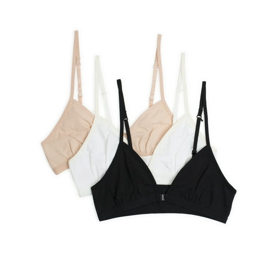 Fruit of the Loom Girls Convertible Bralette Bra 3-Pack, Sizes 28-38