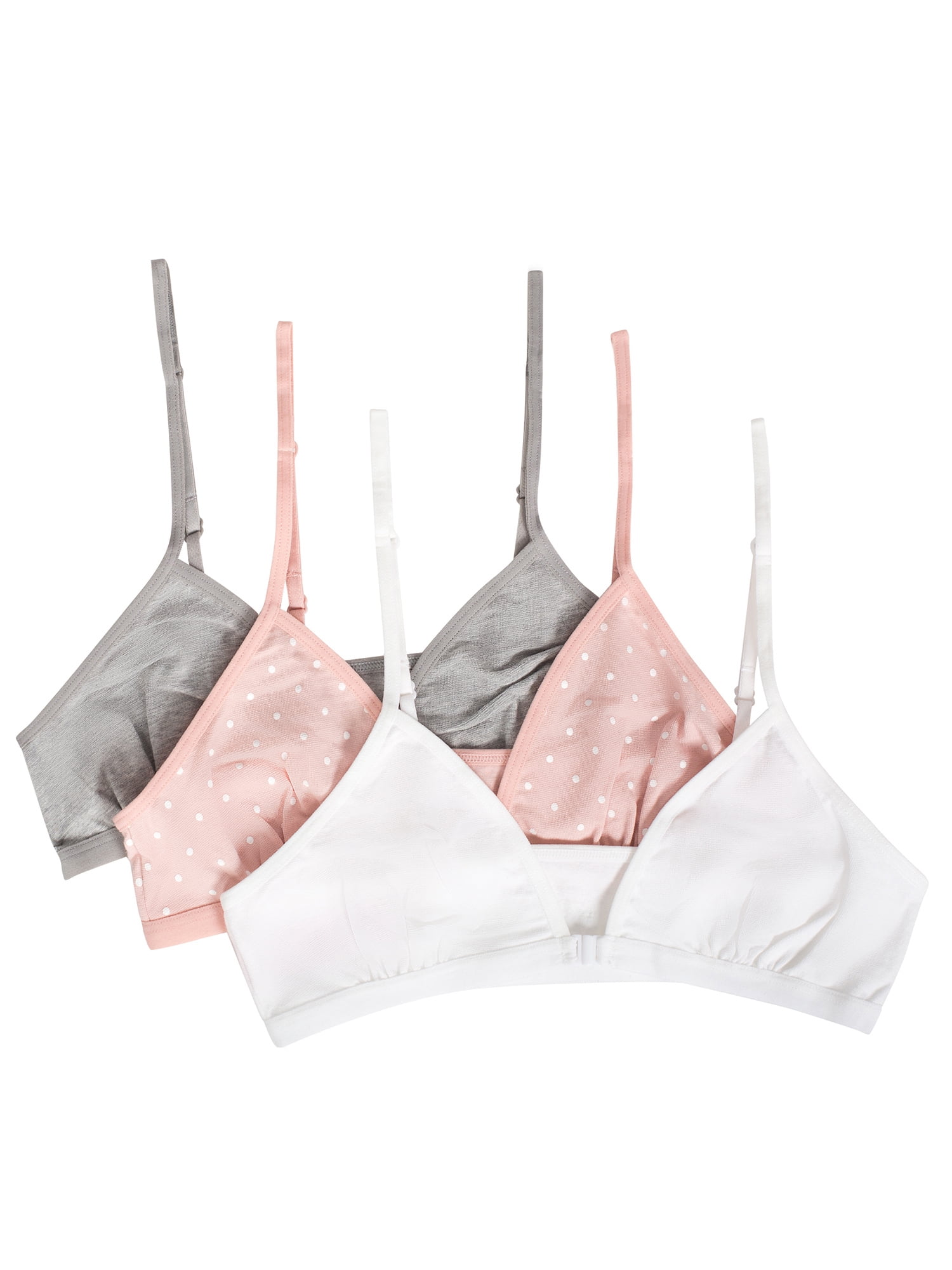 Fruit of the Loom Girls Convertible Bralette Bra 3-Pack, Sizes 28-38