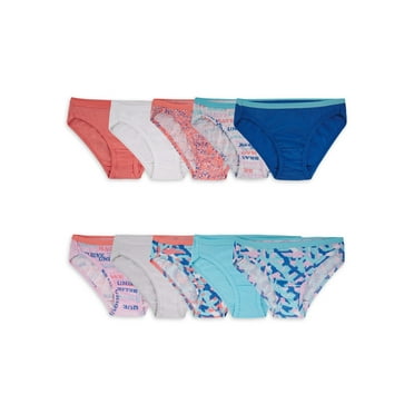 Fruit of the Loom Girls' Cotton Bikini Underwear, 10 Pack