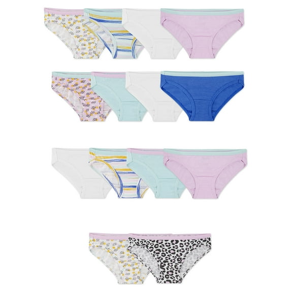 Fruit of the Loom Girls' Cotton Bikini Underwear, 14 Pack
