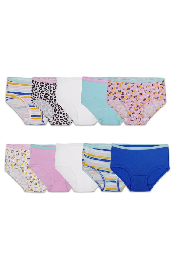 Girls' Cotton Brief Underwear, 10 Pack
