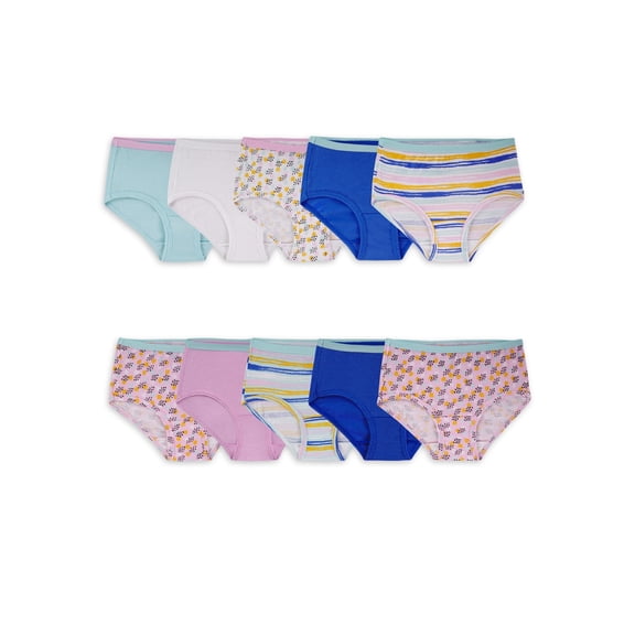 Fruit of the Loom Girls' Cotton Brief Underwear, 10 Pack