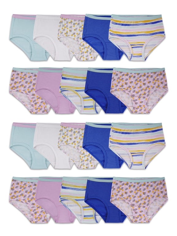 Girls' Cotton Brief Underwear, 20 Pack, Sizes 4-14