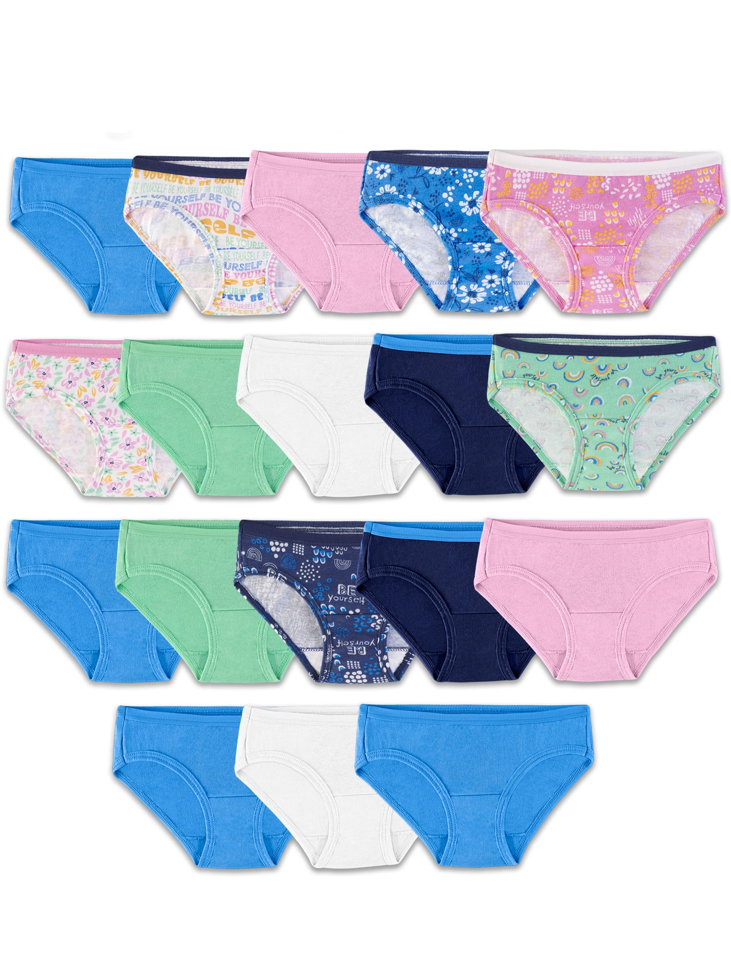 Hanes Girls Underwear, 14 Pack Hipster Tagless Super Soft Cotton Panties,  Sizes 4-16