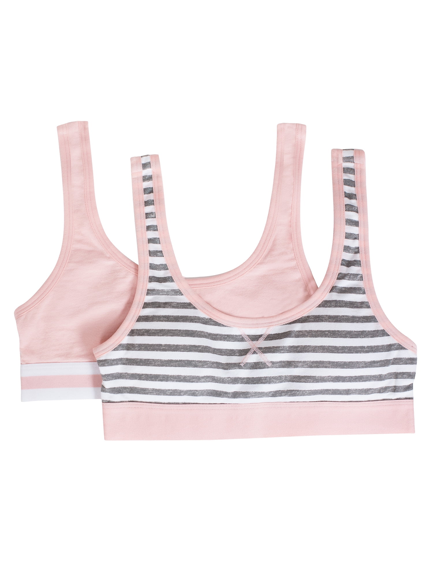 Fruit of the Loom Girls Cotton Sports Bra 2-Pack, Sizes 30-38