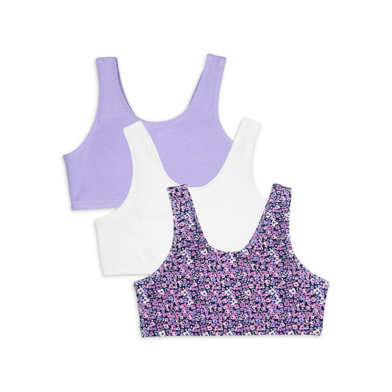 Fruit of the Loom Girls Cotton Sports Bra 3-Pack Sizes 28-40
