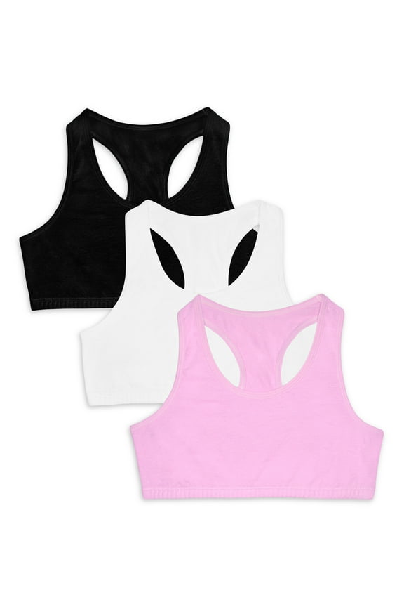 Girls Cotton Sports Bra 3-Pack Sizes 28-40