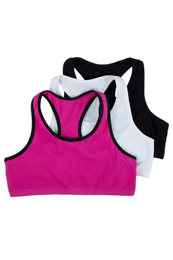 Girls Cotton Sports Bra 3-Pack Sizes 28-40