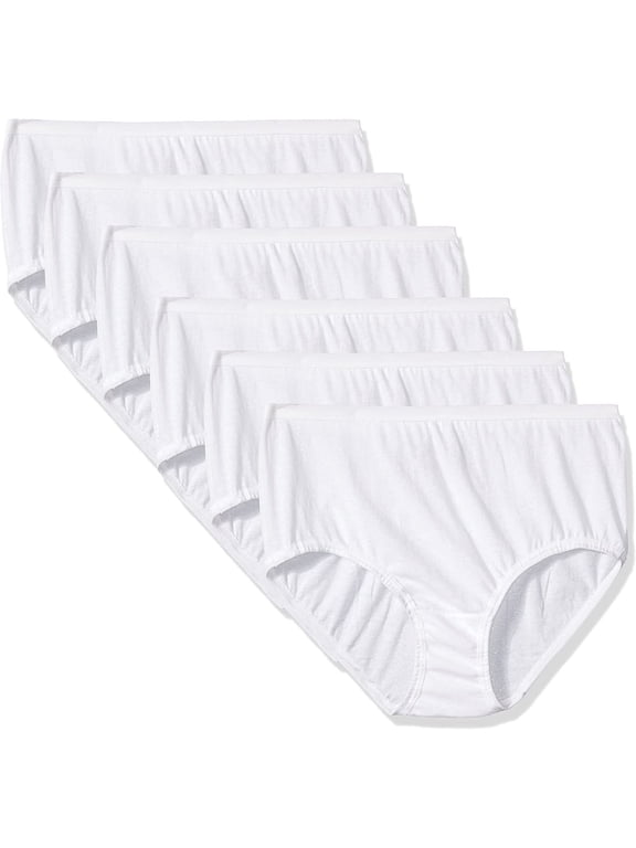 Girls' Cotton White Brief Underwear, 6 Pack, Sizes 4-14