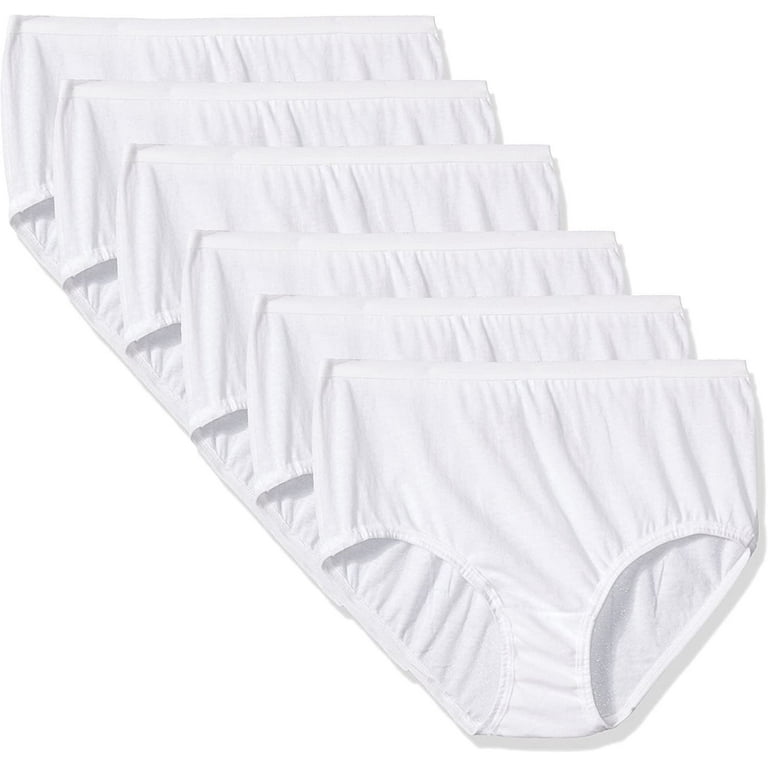 Girls' White Cotton Brief Panty, 6 Pack