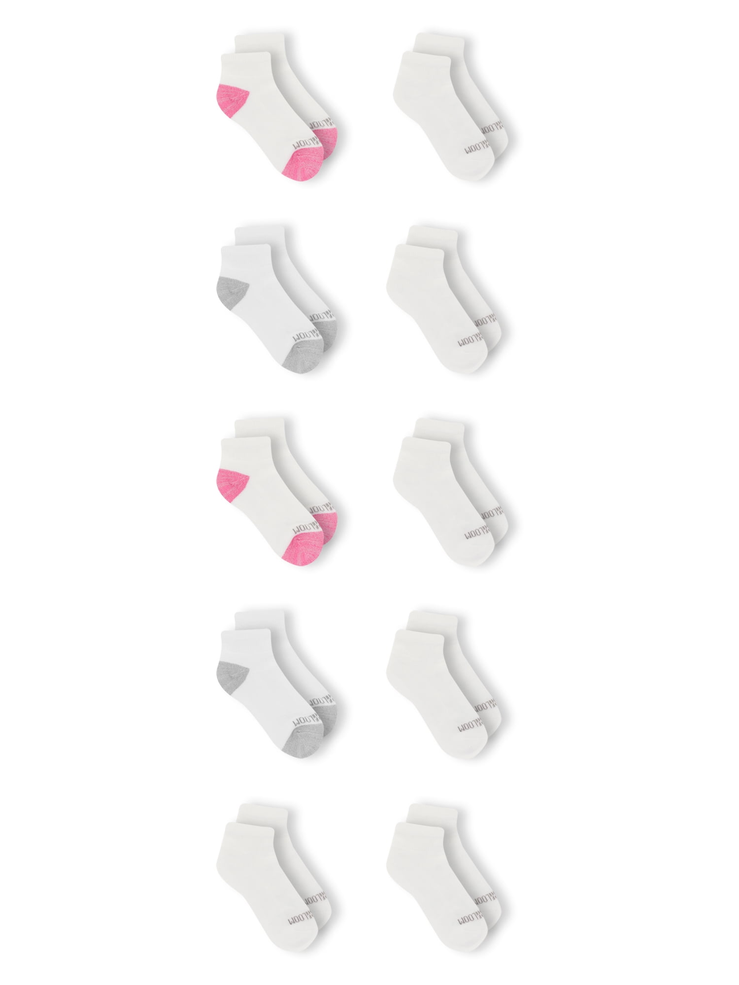 Fruit of the Loom Girls Cushion Ankle Socks, 10-Pack
