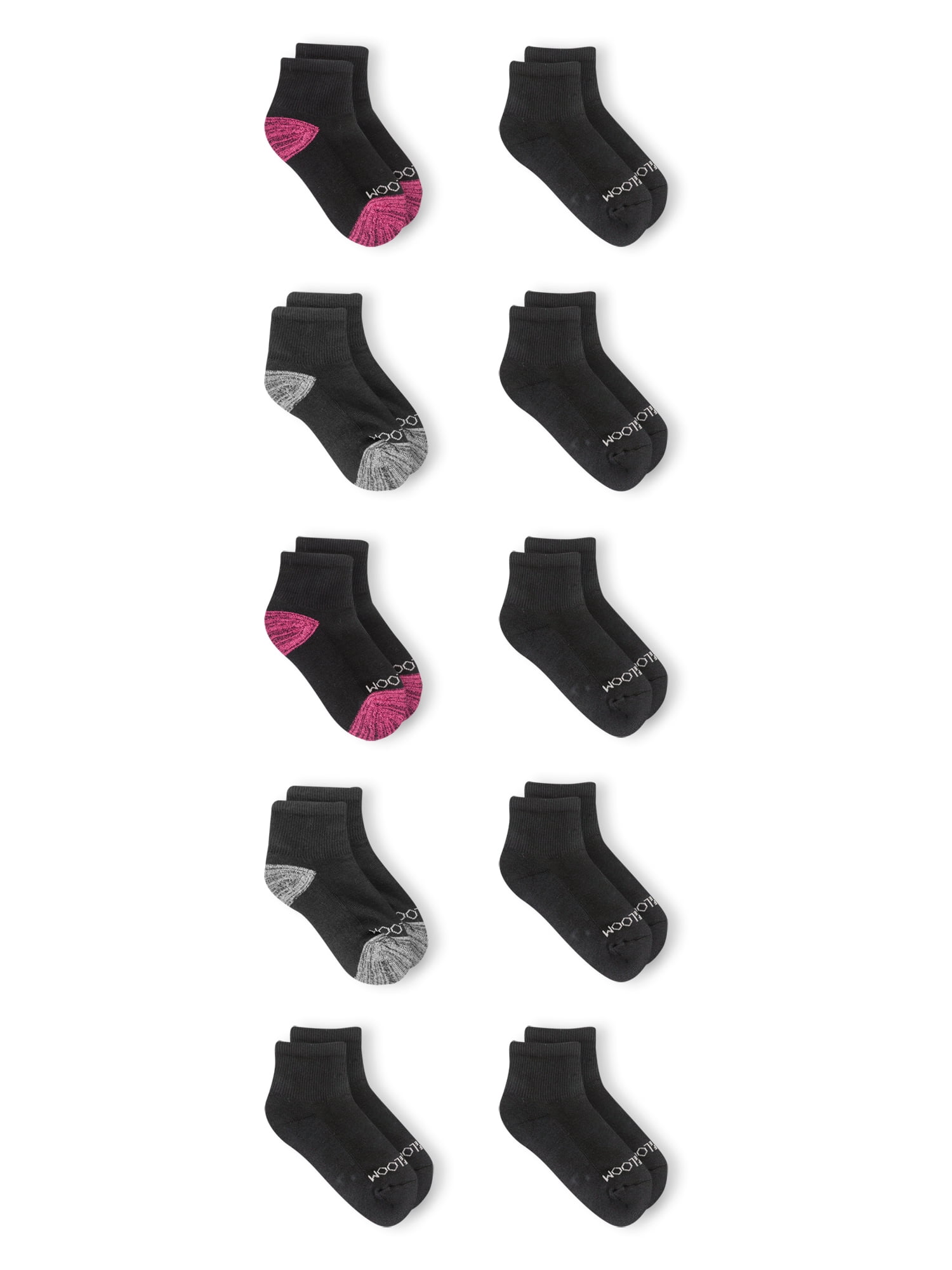 Fruit of the Loom Girls Cushion Ankle Socks, 10-Pack