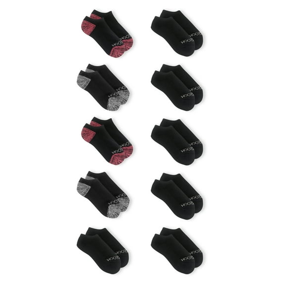 Fruit of the Loom Girls Cushion No Show Socks, 10-Pack