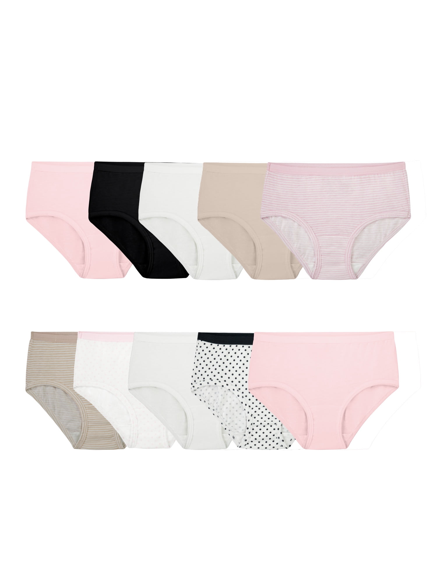 Fruit of the Loom Girls' Eversoft Brief Underwear, 10-Pack, Sizes 4-16