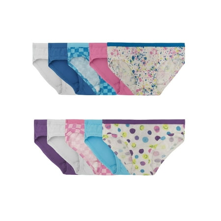 Fruit of the Loom Girls' Eversoft Hipster Underwear, 10-Pack, Sizes 4-16