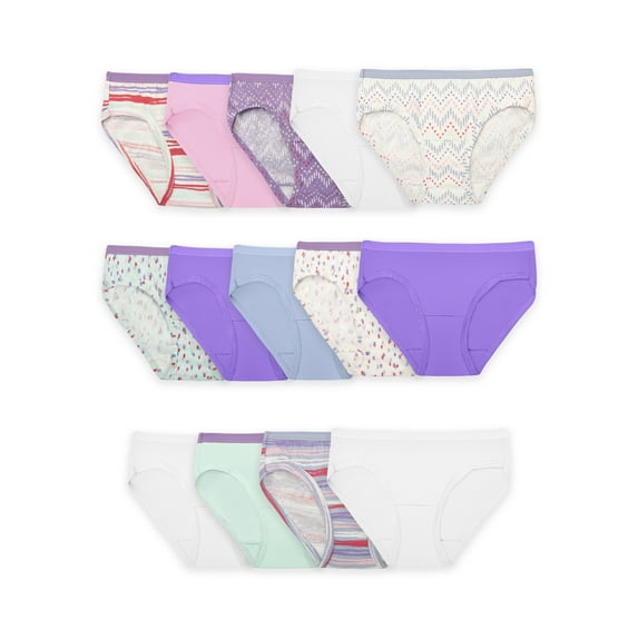 Fruit of the Loom Girls' Eversoft Hipster Underwear, 14 Pack, Sizes 4-14