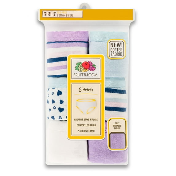 Fruit of the Loom Girls Eversoft Panty Briefs Underwear, Assorted Color - Size 10 - Pack of 6