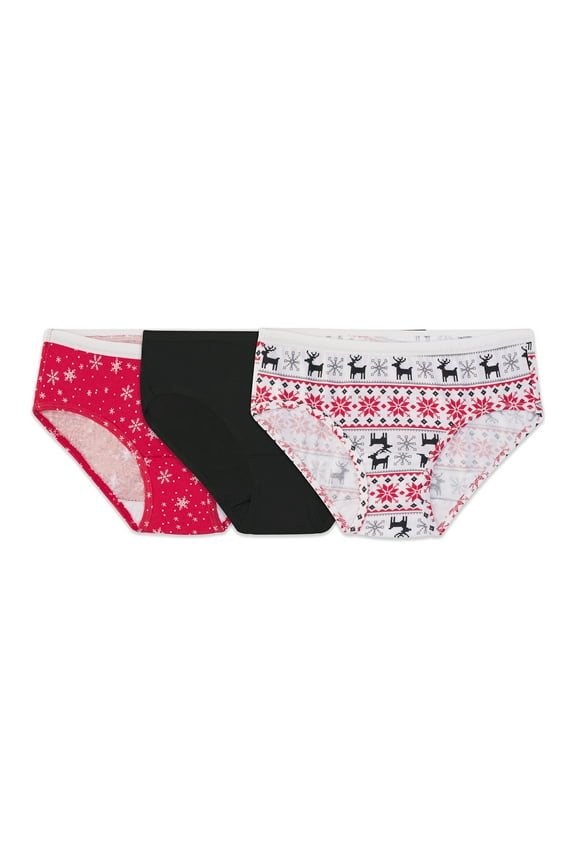 Girls' Holiday Hipster Underwear, 3 Pack