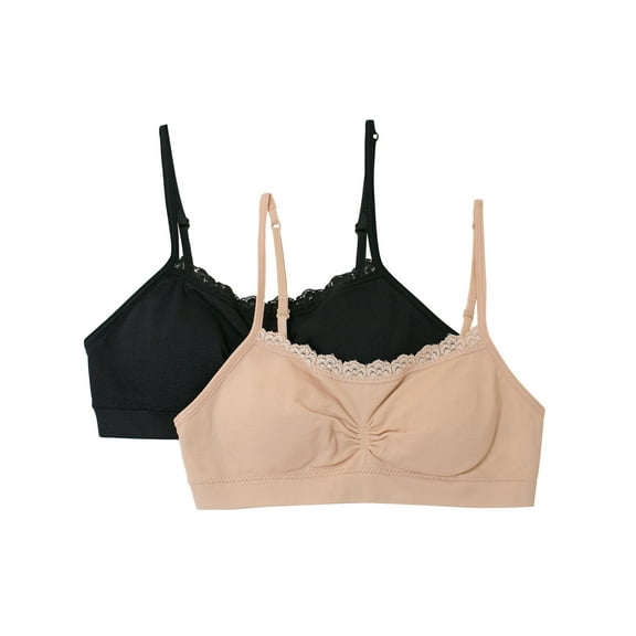 Fruit of the Loom Girls Lace Bralette 2-Pack, Sizes 30-36
