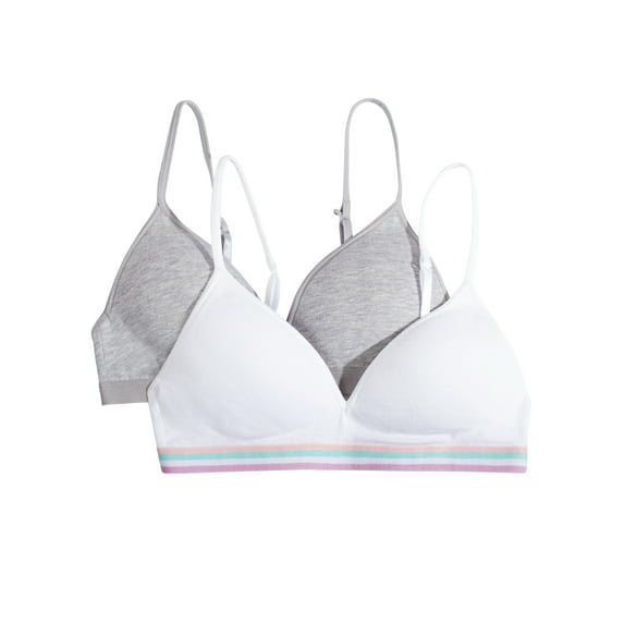 Fruit of the Loom Girls Lightly Lined Bra, 2 Pack, Sizes (30-38)
