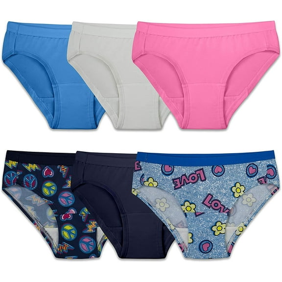 Fruit of the Loom Girls' Microfiber Underwear Multipack, Hipster - Assorted 6 Pack, 6
