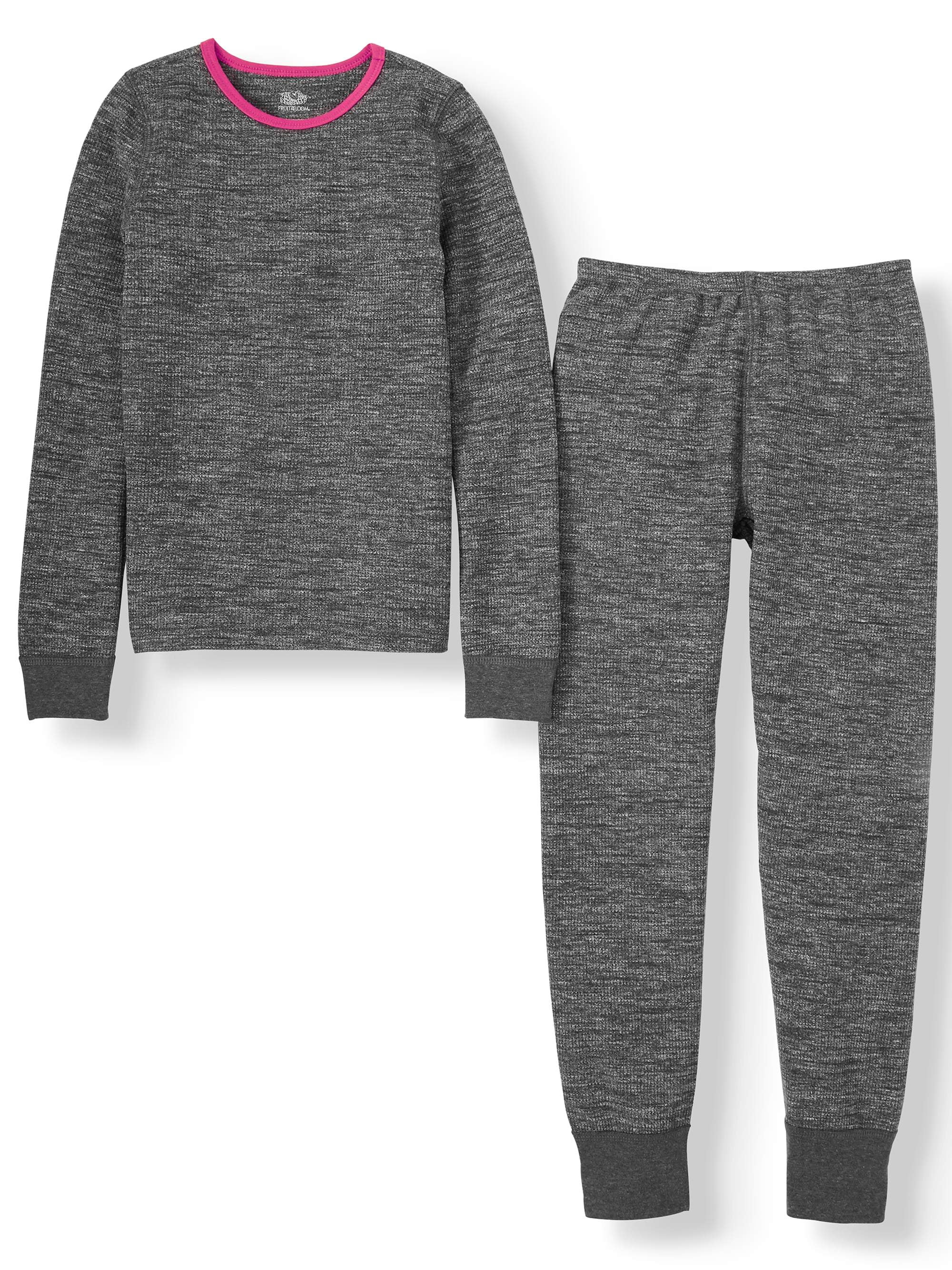 Fruit of the Loom Girls Midweight Super Soft Tec Waffle Thermal