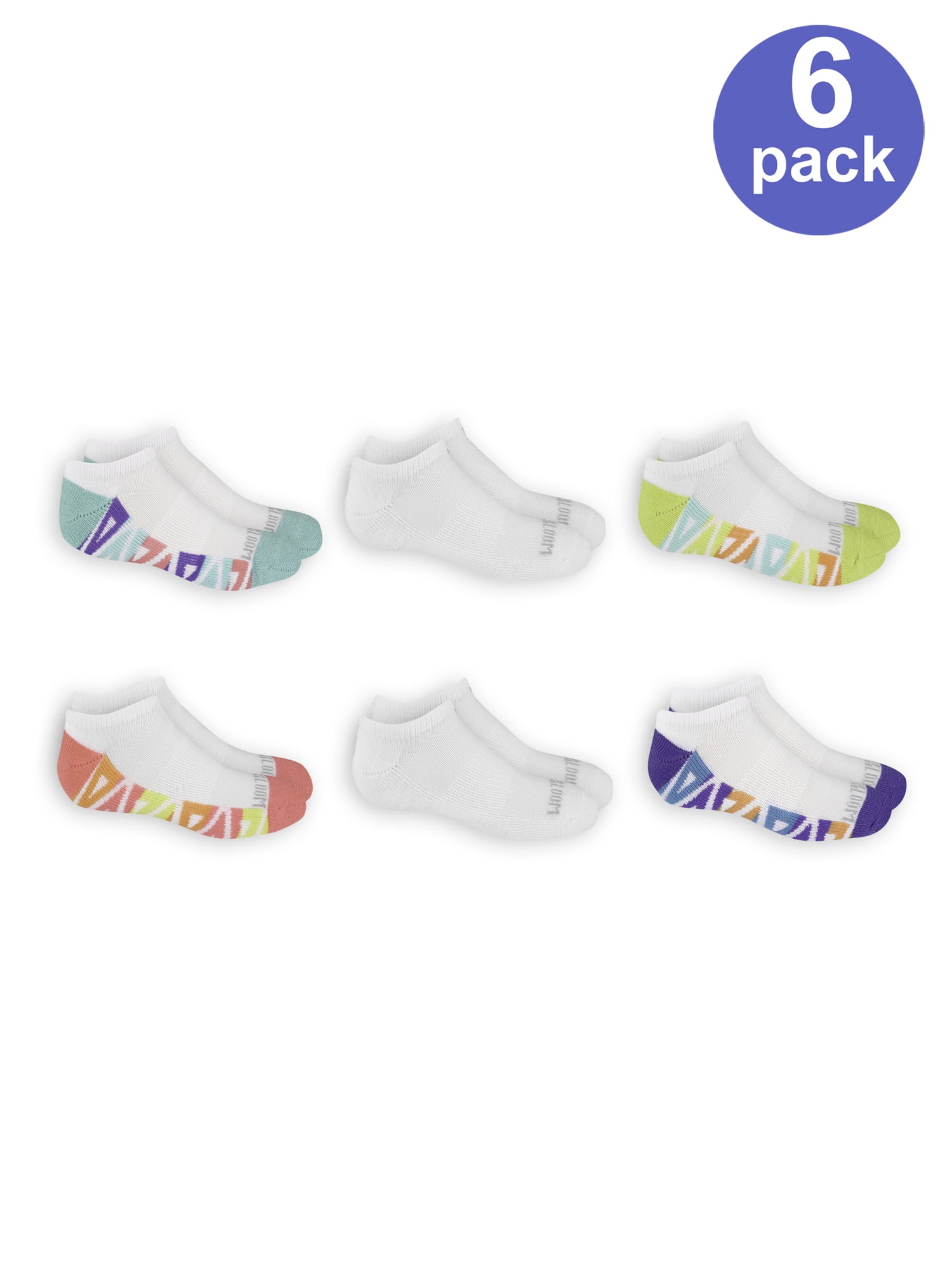 Fruit of the Loom Girls No Show Socks 6-Pack, Sizes S-L - Walmart.com