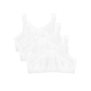 Fruit of the Loom Girls Pull Over Built Up Strap Cotton Sport Bra, 3-Pack, Sizes 28-38