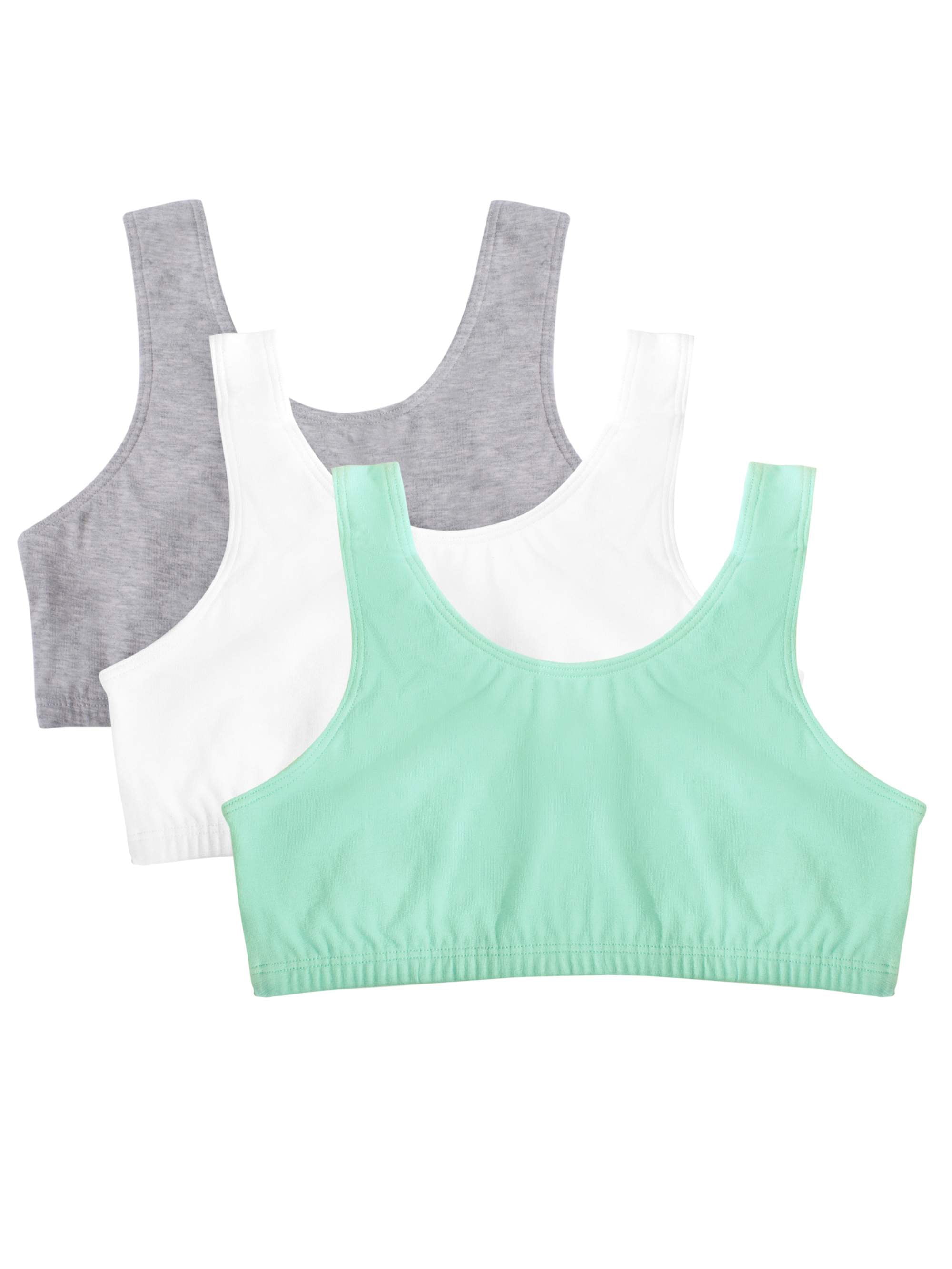 Fruit of the Loom Girls Pull Over Built Up Strap Cotton Sport Bra