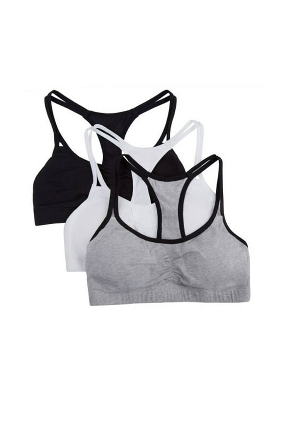 Girls Pull Over Cotton Racerback Sports Bra 3-Pack, Sizes 28-38
