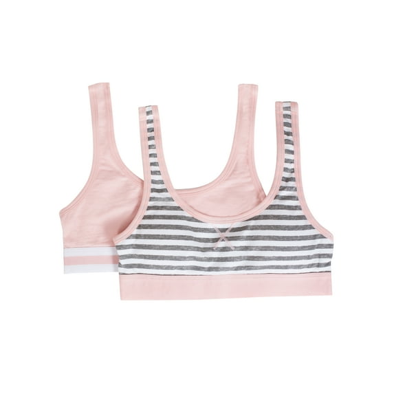 Fruit of the Loom Girls Pull Over Cotton Sports Bra 2-Pack, Sizes 28-38