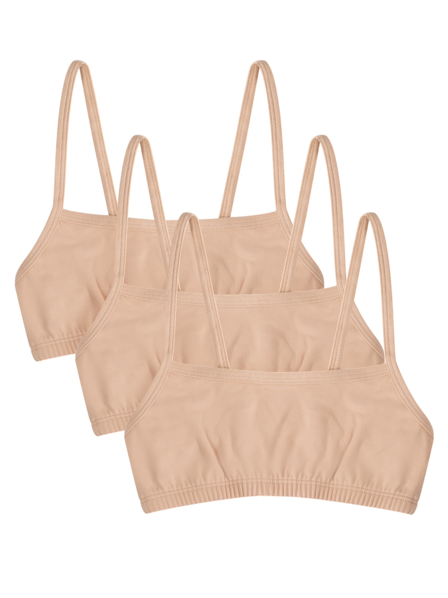 Fruit of the Loom Girls Pull Over Spaghetti Strap Sports Bra 3-Pack, Sizes  28-38